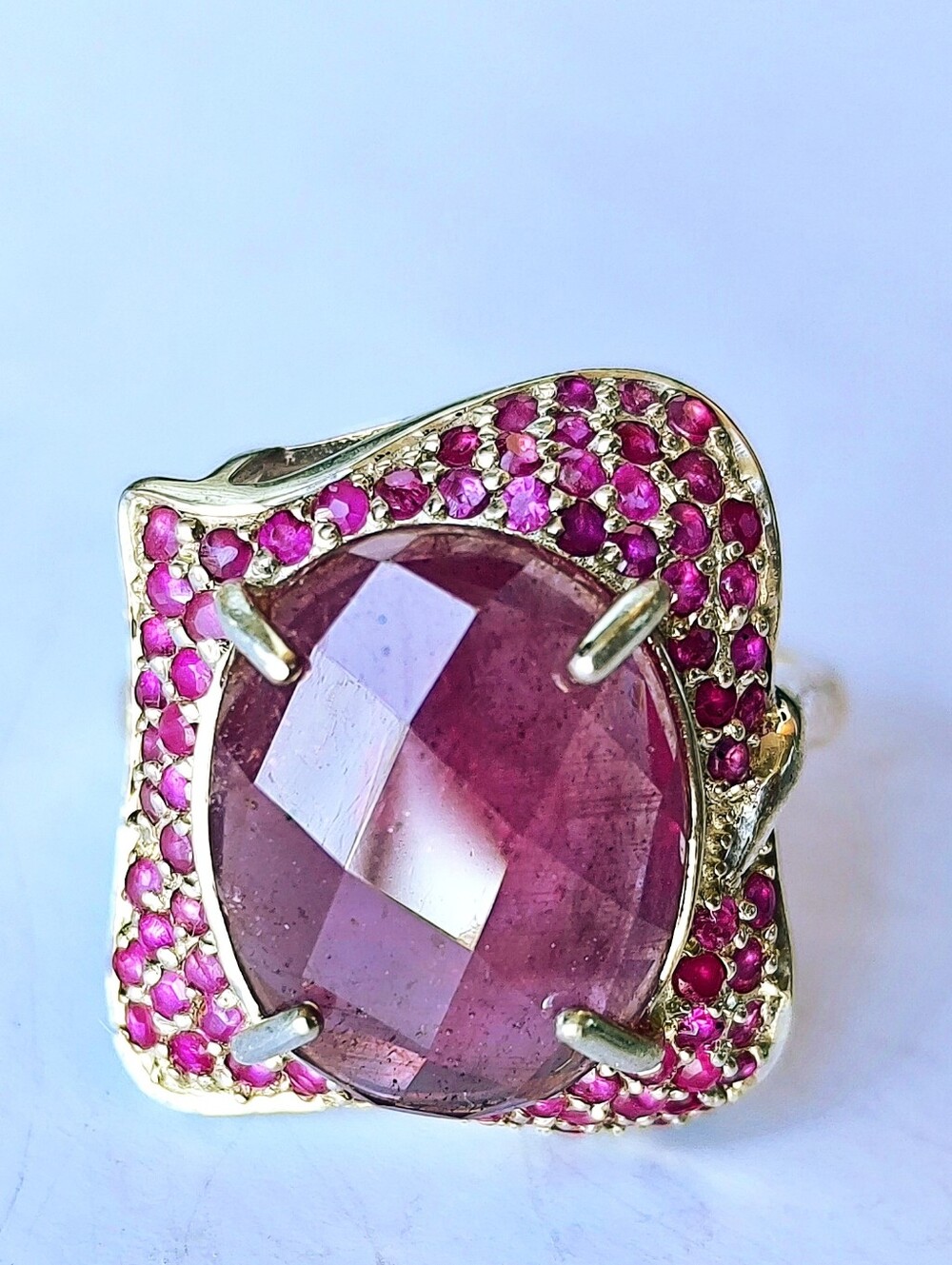 Stunning Natural Ruby In Sterling Silver Cocktail Ring. Size 6.5